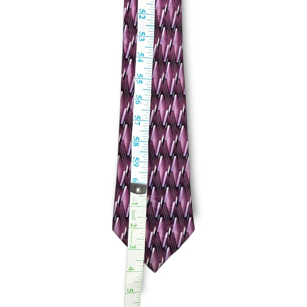 Carlo DeVenezia Silk Necktie Geometric‎ Abstract Purple Retro Office OS